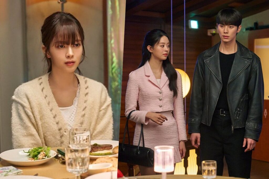 Roh Jeong Eui e Cho Jun Young compartilham desajeitadamente uma mesa com Lee Chae Min e seu ex em "Crushology 101"